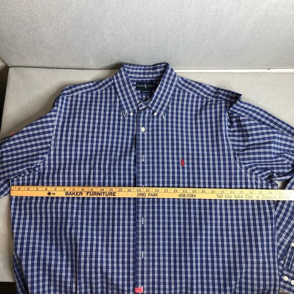 Ralph Lauren Classic Fit Mens Long Sleeve Size‎ XXL Blue Check 100% Cotton EUC - Picture 6 of 6